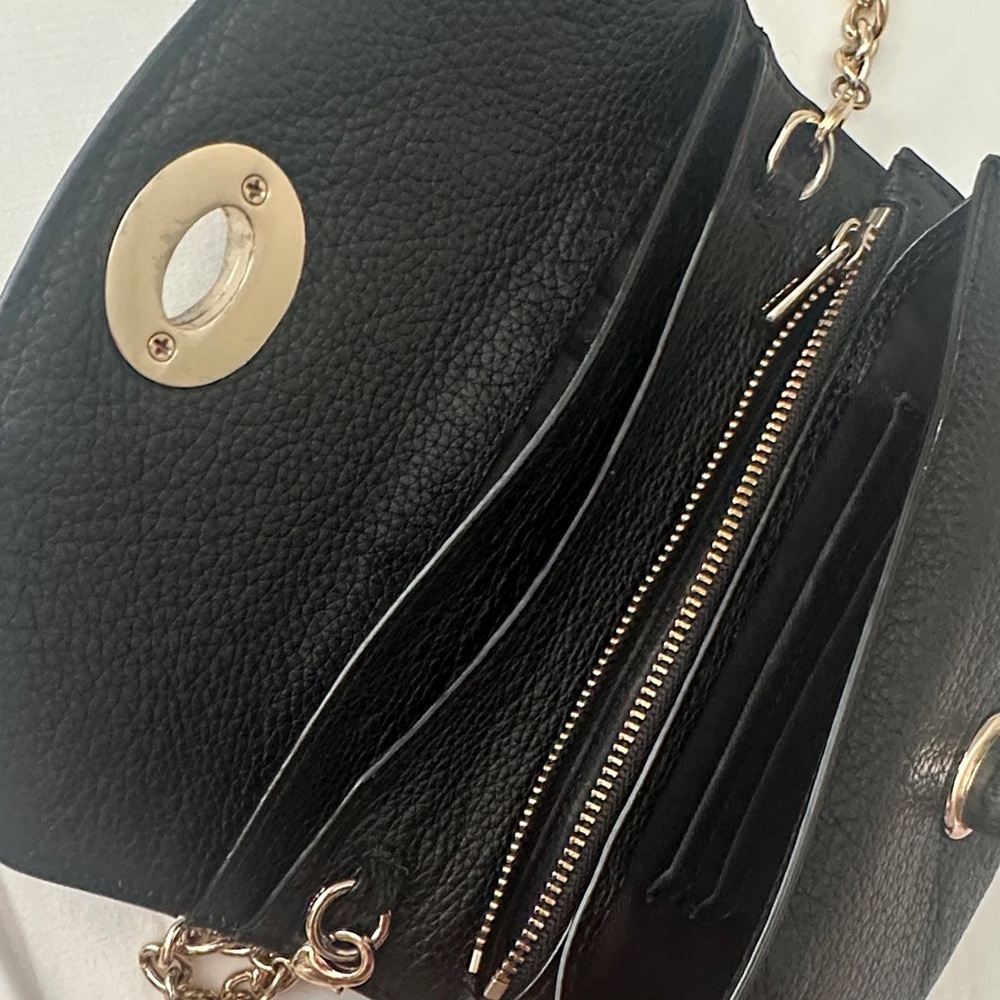 Coach Black Leather Crossbody with Gold Chain - Picture 6 of 6